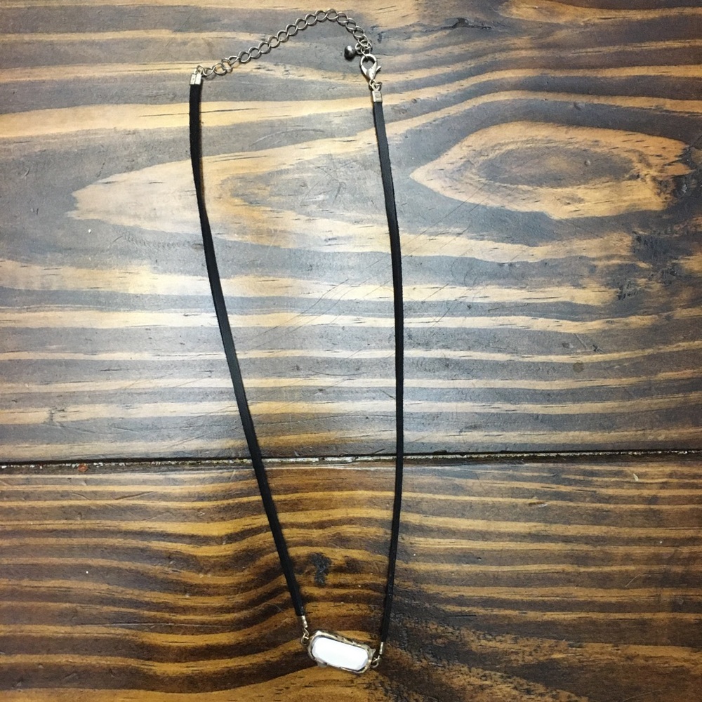 Black Gold and White Pendant Choker Necklace